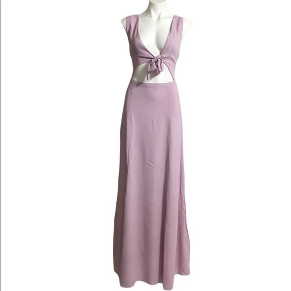 Privacy Please Lavender Lilac Purple Byron Cutout Slit Maxi Dress Size Medium - Picture 2 of 11